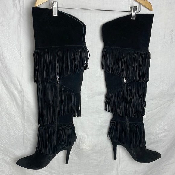 Kristin Cavallari x Chinese Laundry Shoes - Kristin Cavallari x Chinese Laundry Over-the-Knee Suede Fringed Boots Sz. 7 1/2